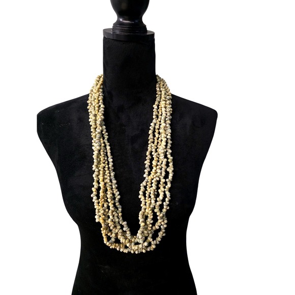 The Unbranded Brand Jewelry - Multi‎ Strand 6 Mini Mongo Shell Necklace Black Seed Bead Accent Olive Green